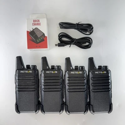 Retevis RT22 2 Way Radios 4 Pack Walkie Talkies Rechargeable Black - Image 1 of 4