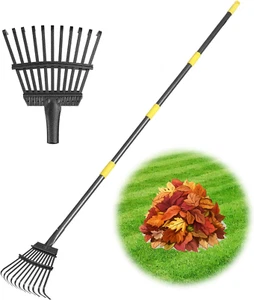 Rake Garden Leaf Rakes for Lawns Gardening Small Metal Rake Tool with 11 Tines, - Picture 1 of 11