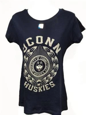 New UCONN Huskies Womens Juniors Sizes S-L Navy Shirt - Image 1 of 4