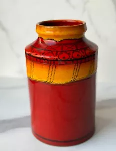 Estate BITOSSI Keramikvase, handbemalt, rot & gelb, ITALIEN RAYMOR Aldo Londi - Bild 1 von 12