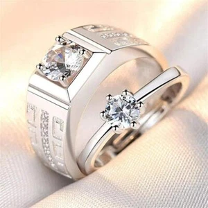 2pcs Sterling Silver Elegant Open Matching Couple Rings - Picture 1 of 10
