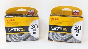 Genuine (2) Kodak 30XL (1550532) Black Ink Cartridge Sealed 2 Packs - NEW - Picture 1 of 5