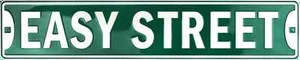 EASY STREET 24"" x 5"" LETRERO DE METAL EN RELIEVE ST SALA DE JUEGOS HOMBRE CUEVA BAR PUB ROAD RD - Imagen 1 de 5