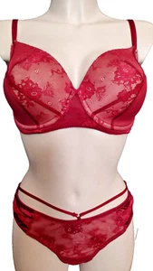 After Eden Tender Padded Shaped cup Underwired bra Set Gr.70G UK32F + Thong 40 - Picture 1 of 8