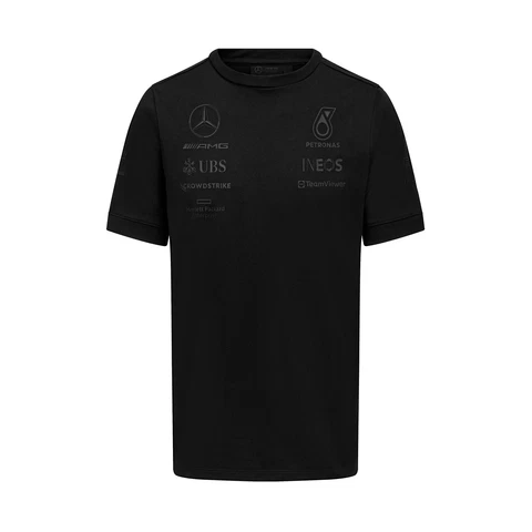 Mercedes Benz AMG Petronas F1 2023 Men's Team Stealth T-Shirt -Black/White/Green Cover