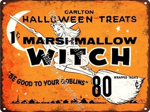 Vintage Stil Hexe Marshmallow Halloween Süßigkeiten Sexy Mädchen Blechschild 9x12" A716 - Bild 1 von 1