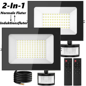 LED Strahler Außen Fluter mit bewegungsmelder Fernbedienung 50W 100W 150W Lampe - Bild 1 von 37