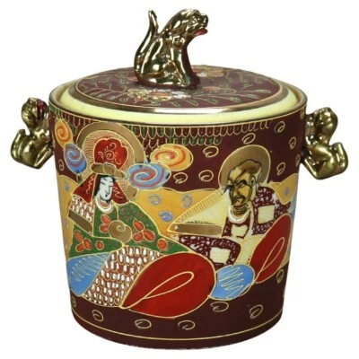 Japanese Figural Hand Painted Porcelain Ice Bucket with Wise Men & Foo Dog 20thC - Image 1 of 4