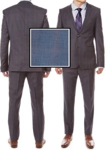 NWT HUGO Hugo Boss Slim Fit Textured Plaid Virgin Wool Business Suit SIze 40S - Picture 1 of 12