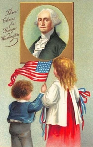 Three Cheers For George Washington Ellen Clapsaddle Embossed Postcard - Picture 1 of 2