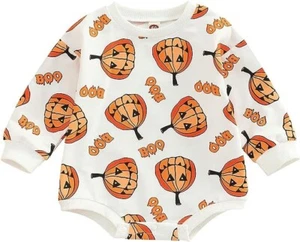 Infant Baby Girl / Boy Oversized Halloween Sweatshirt - Top Long Sleeve Romper - Picture 1 of 6