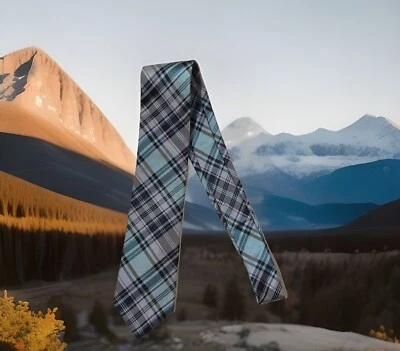 CHAPS By Ralph Lauren Handmade Silk Tie Men's Blue Plaid Tie 60” x 3 1/4” - Image 1 of 4