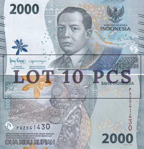 Indonesia 2000 Rupiah 2022 P 163 New design New family UNC Lot 10 Pcs Cover