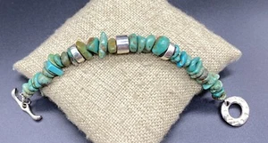RLM, ROBERT LEE MORRIS-Sterling Silver Chunky SW Turquoise Toggle Bracelet - Picture 1 of 13