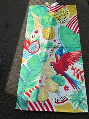 Toalla de playa de lujo Dohler Tropical Hacienda. Terciopelo. 36"x70" Hecho en BRASIL  Foto 1 de 4