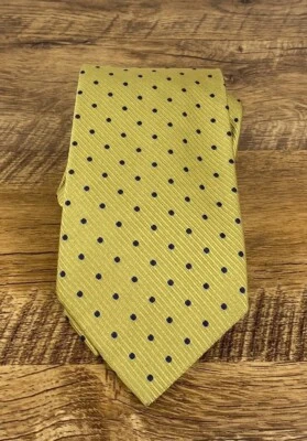 Fillorio Hand Made Neck Tie Made In Italy 100% Silk Gold Polka Dot Black - Image 1 of 4
