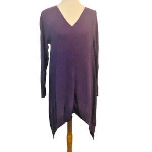 Lane Bryant Purple Lightweight Tunic Sweater Cotton Blend Sharkbite Hem Sz 18/20 - Picture 1 of 7
