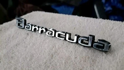 OE 1971 1972 1973 1974 Plymouth Barracuda Tail Panel Fender Emblem 3505456 Cuda - Image 1 of 4