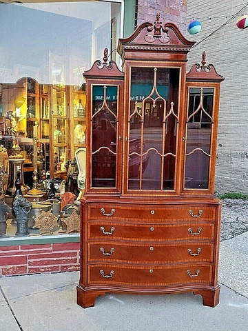 Gothic Breakfront Ornate china cabinet by Hickory Chair Co Cover