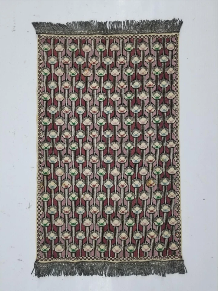 Vintage French Handmade Geometric Pattern Tablecloth 46x30cm - Image 1 of 4