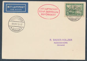 Zeppelin Fahrt nach Karlsruhe 1930 Karte Rückfahrt Friedrichshafen (S24908) - Picture 1 of 2