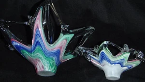 A 2 PC. SET OF VINTAGE HAND CRAFTED BLOWN, STRETCHED GLASS MADE IN ITALY - Picture 1 of 12