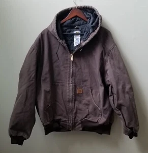 Beautiful Carhartt Jacket Hooded Faded Brown Quilt Lined 103371 201 DKB Sz. XXL - Picture 1 of 6