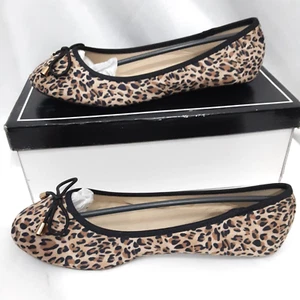 Qupid Camel Leopardenmuster Slipper Ballerinas hellbraun schwarz Schleife Damengröße 6,5 EUR 37,5 - Bild 1 von 15