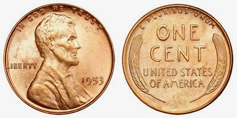 1953 P Red  GEM Brilliant Uncirculated  Lincoln Wheat Cent Penny Cover