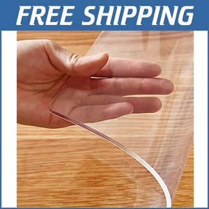 Versatile 42x76 Inch Heat-Resistant Clear PVC Table Mat for Dining & Office - Picture 1 of 9