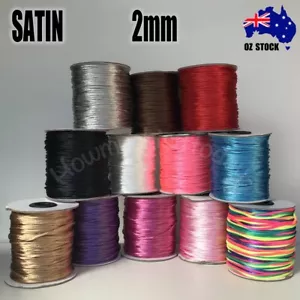 2mm Satin Rattail Cord Shamballa Nylon Macrame Kumihimo Beading String Thread - Picture 1 of 29