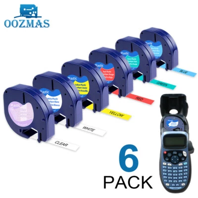 Schriftband für Dymo LetraTag XR XM QX50 12mm Schwarz auf Weiß 91221 16951 91220