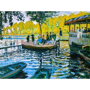 Claude Monet, La Grenouillere,1869, Canvas Print, 18" x 24" + Border - Picture 1 of 10