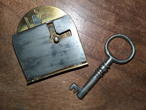 Vtg Antique Cabinet Door Working Furniture Lock Skeleton Key Half Mortise Cover