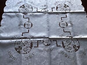 VTG White Embroidered/Cutwork Coffee Table  Cloth 36” x 36” - 91.5 x 91.5cm NEW