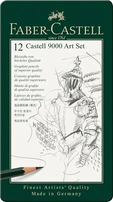Faber-Castell 9000 Graphite Pencil Art Dose (12 Stück) 12 Bleistifte in Dose.