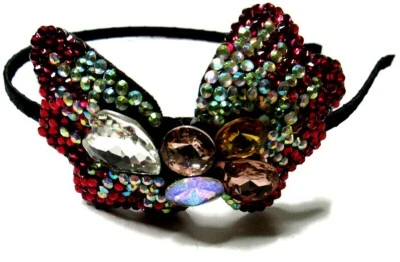 Hairband Rhinestone Jewels Butterfly Bling Party Dressy Cocktail Wedding Red - Image 1 of 3