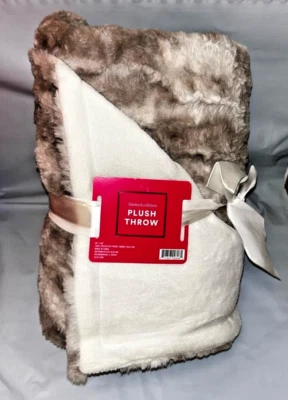 ULTA BEAUTY Marrón Camel Ultra Suave Felpa Acogedora Manta Piel Sintética 50"X60" NUEVO Foto 1 de 2