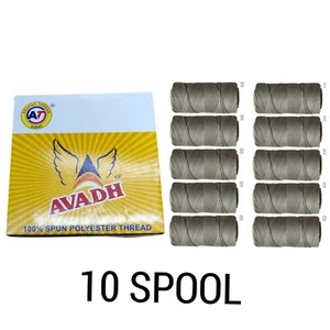 Avadh Thread Spool Polyester thread, GREY suitable for all types of sewing - Picture 1 of 3
