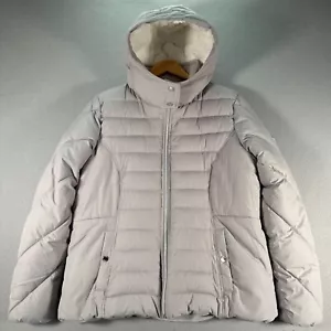 Hollister Puffer Jacket Womens XL Gray Sherpa Lined Recycled Fill Out Outerwear - Picture 1 of 10