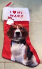 NWT I Love Heart My Beagle Dog Red Christmas Stocking