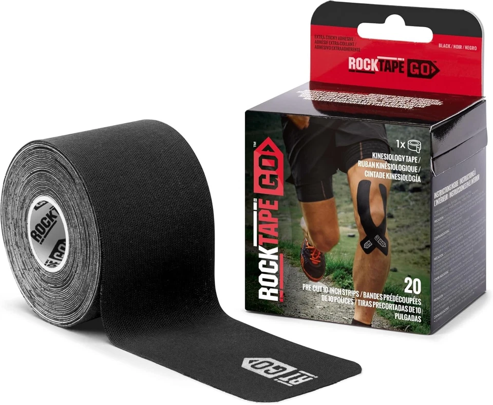 Cinta adhesiva extra pegajosa de kinesiología precortada (negra) Foto 1 de 1