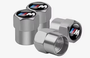 Genuine 4 Piece BMW M Sport Tyre Valve Dust Caps Silver Stem Case Covers - Picture 1 of 1