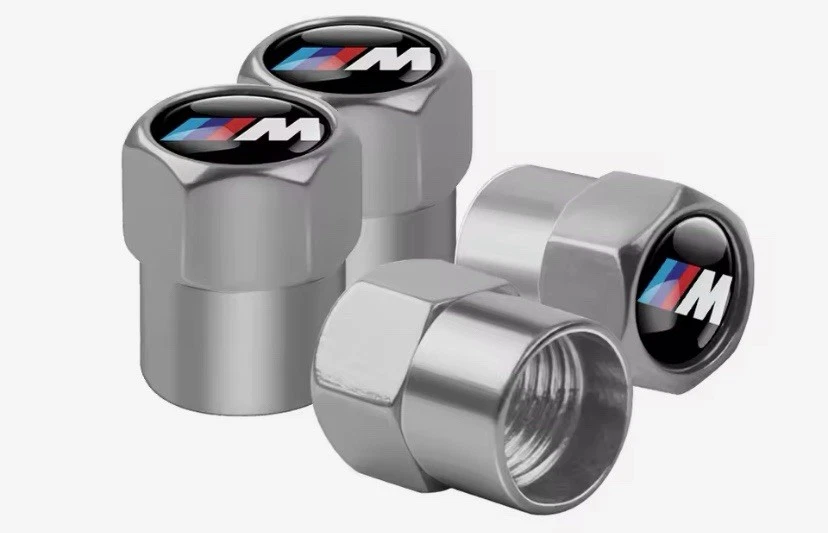 Genuine 4 Piece BMW M Sport Tyre Valve Dust Caps Silver Stem Case Covers - Image 1 of 1
