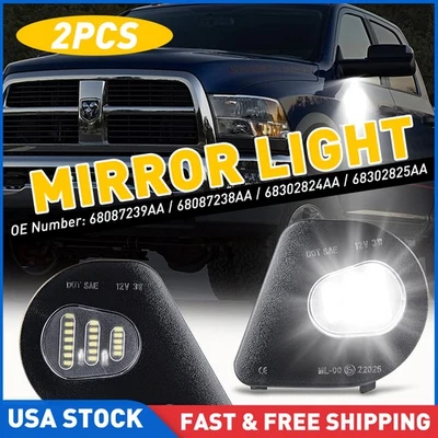 Luces LED de charco de espejo lateral para camioneta Dodge Ram 10-19 1500 2500 3500 4500 5500 Foto 1 de 4