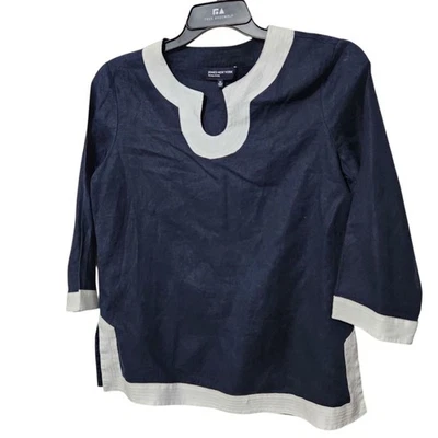 Top Jones New York de lino talla mediana color azul marino 100 % lino Foto 1 de 4