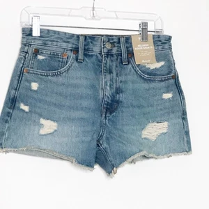 Madewell Jean Shorts Relaxed Denim Shorts W 24 Blue Distressed NEW - Picture 1 of 6