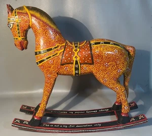 Vintage Rocking Horse Folk Art Handcrafted In India Designed For Bloomingdales - Picture 1 of 8