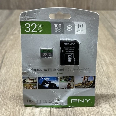 32GB PNY Elite Class 10 U1 microSDHC Flash Memory Card with Adapter - Image 1 of 4