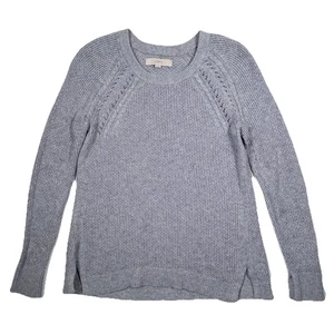LOFT grauer Strickpullover Damen kleiner Zopfmuster Raglan Langarm Pulli weich kuschelig - Bild 1 von 7